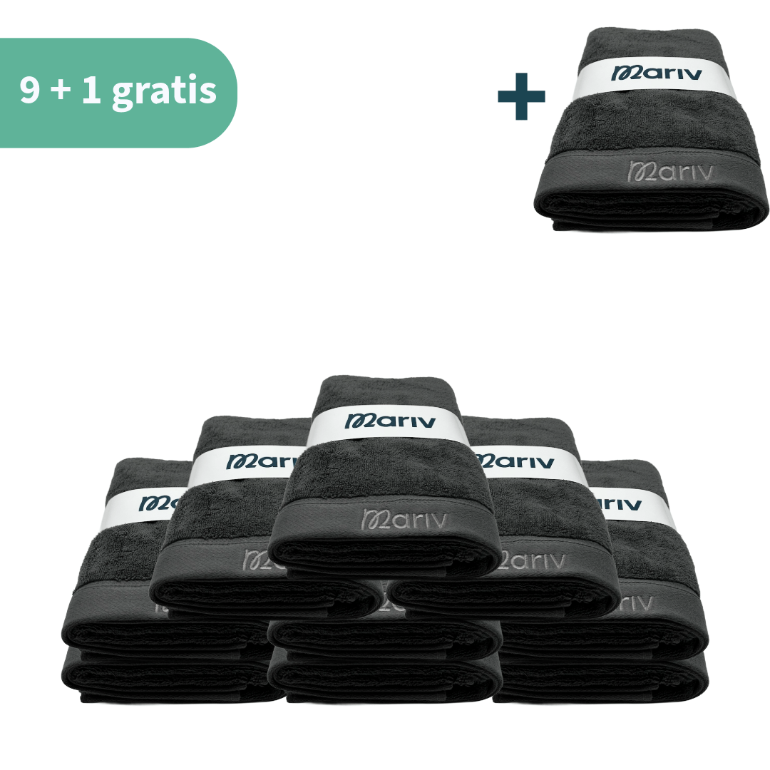 9+1 Gratis Handdoek Rivéma Antraciet 50x100 cm - Mariv